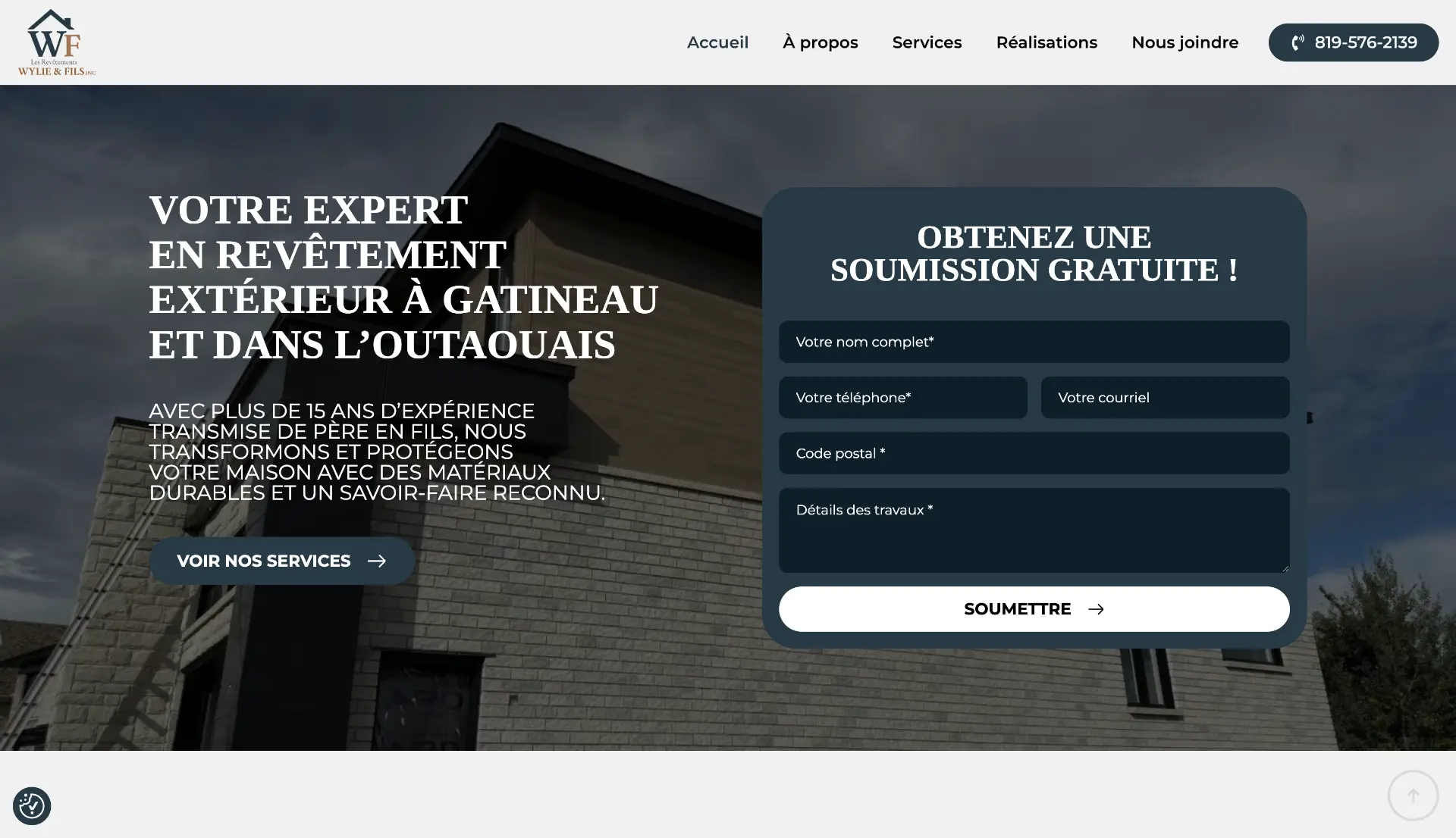 Site web Revêtement Wyllie et Fils