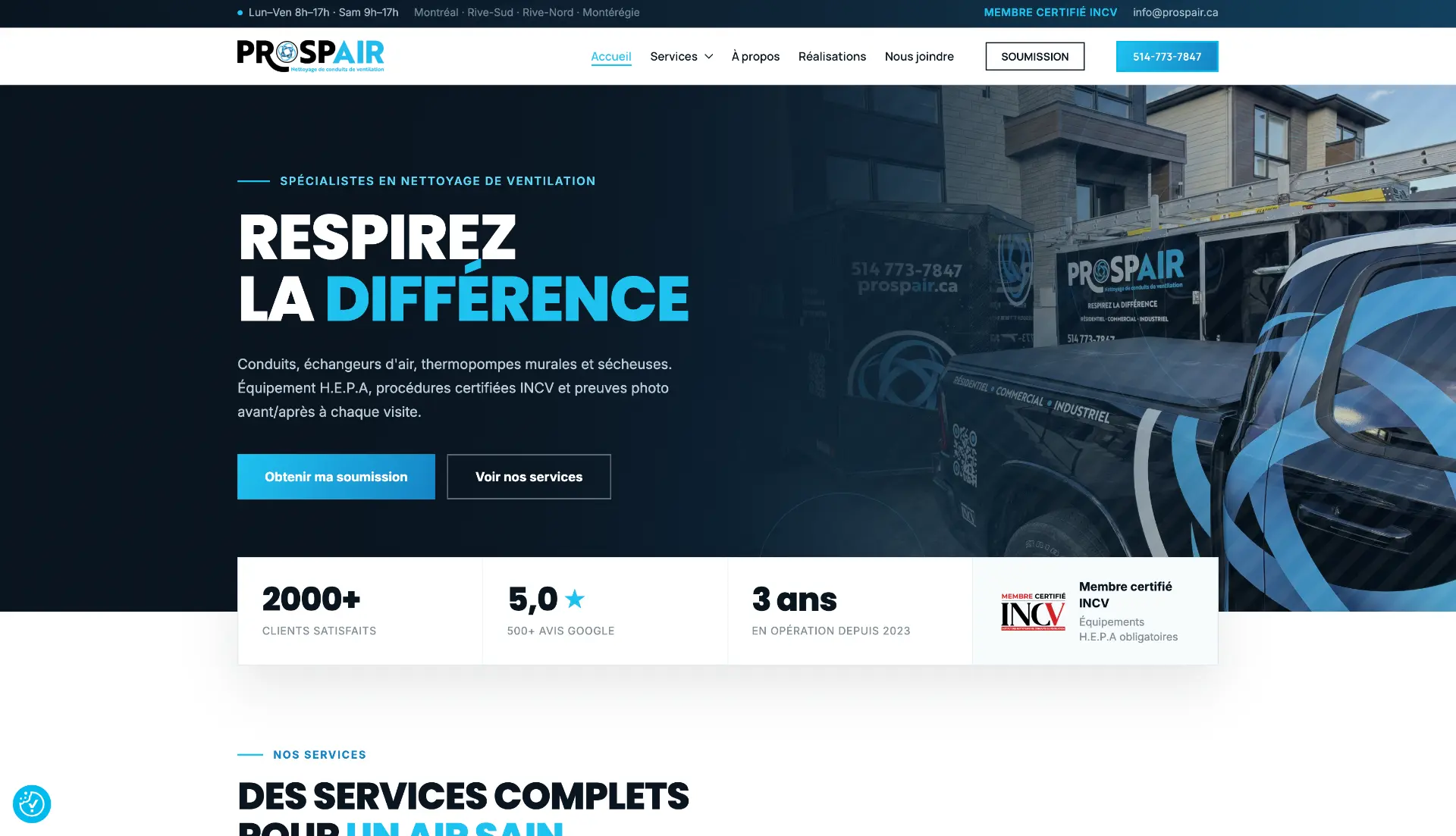 Site web Prospair