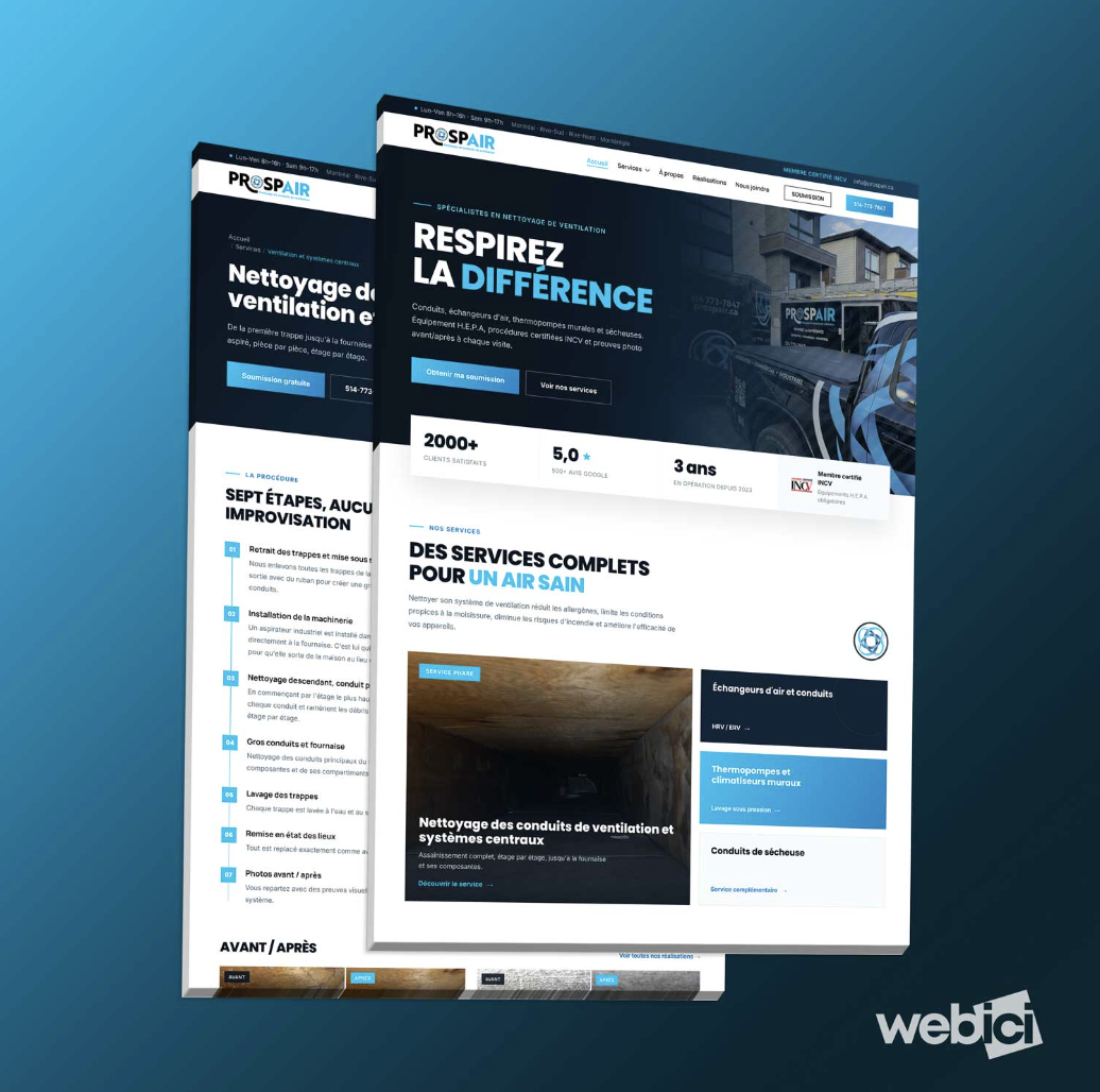 Nouveau site web intelligent de Prospair livré en août 2026
